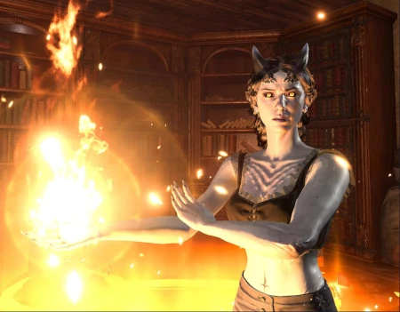 Elle casting a fire based spell.